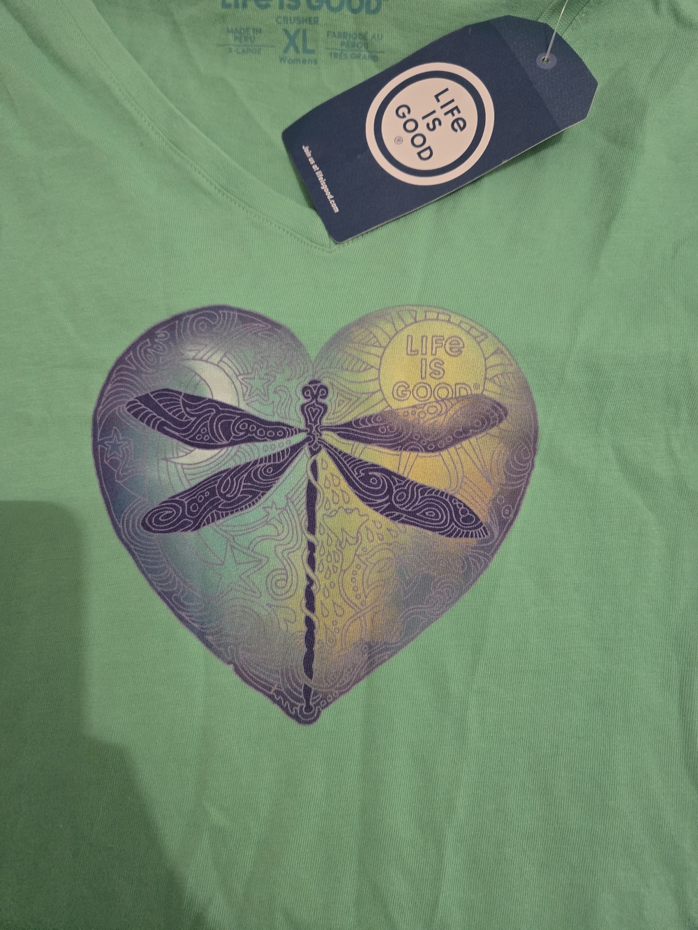 Life is Good Women's Mint Green Dragonfly Heart Tee - Picture 3 of 5